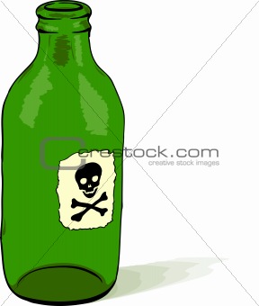 Bottle with poison symbol - vector illustration
