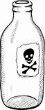 Bottle with symbol of death - monochrome illustration