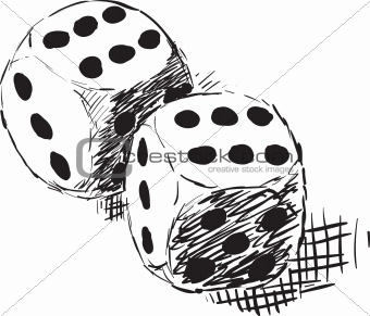 Rough monochrome sketch - two dices