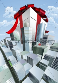 Giant gift in city