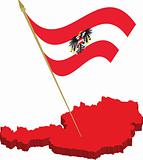 austria 3d map and waving flag