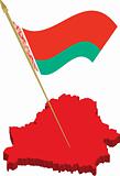 belarus 3d map and waving flag