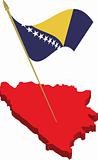 bosnia and herzegovina 3d map and waving flag