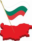 bulgaria 3d map and waving flag
