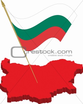bulgaria 3d map and waving flag