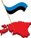 estonia 3d map and waving flag