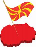 macedonia 3d map and waving flag