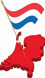 netherlands 3d map and waving flag