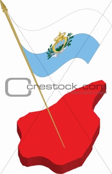san marino 3d map and waving flag