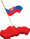 slovakia 3d map and waving flag