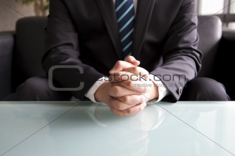 Holding hand of businessman