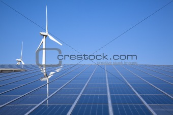 Solar and wind energy with clear sky