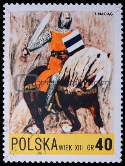 Poland - CIRCA 1967: A stamp - knight