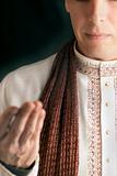 Peaceful Man In Traditional Indian Clothing In Prayer