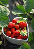 strawberries in heart shape bowl