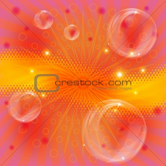 Background with beams and bubbles