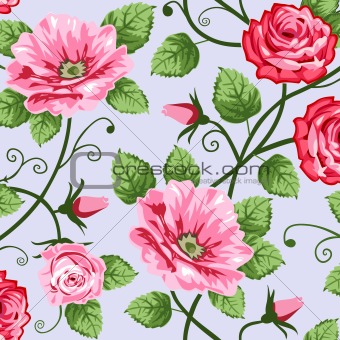 Romantic roses seamless pattern