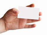 Hand with a blank business card