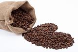 Burlap sack with coffee heart
