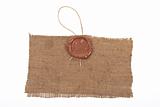 Wax seal on sackcloth material