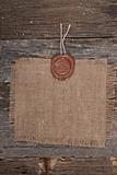 Wax seal on sackcloth material