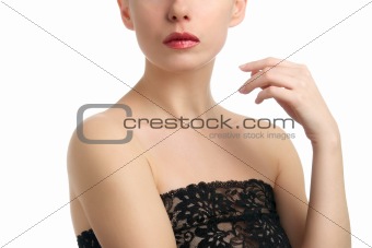 Headshot of topless young woman