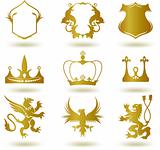 Set heraldic gold elements. Vector