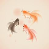 goldfish in oriental style painting