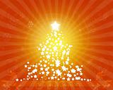Christmas Tree and Trendy Starburst Background Design