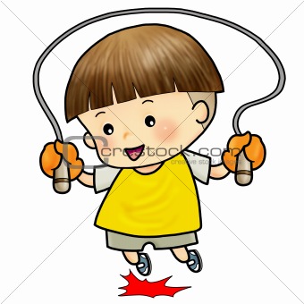 cute boy jump with skipping rope