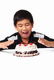 Kid with cake