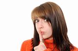 Young woman says ssshhh to maintain silence