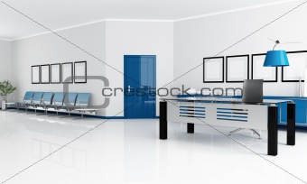blue and white office