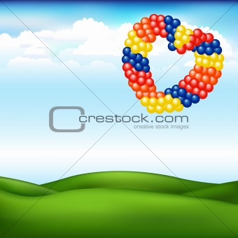 Landscape With Balls In Form Of Heart