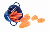Carrot Slices in Blue Colander