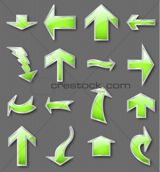 Different green arrows. Vector