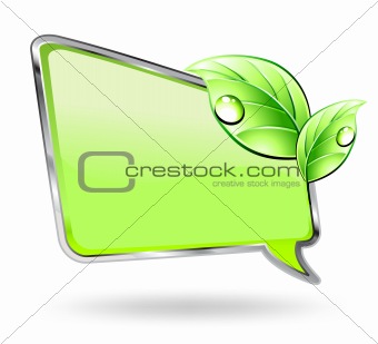 Green banner with leaf. Vector