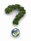 Symbolic Question Mark with Earth and Trees