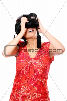 Young woman taking pictures