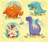 Group of funny dinosaurs.