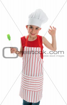 Little chef with okay hand sign