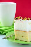 piece of cake with marshmallows and pistachios