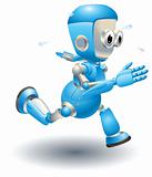 Cute blue robot character running