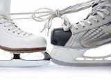 Ice skates tied against each other