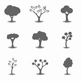 Various tree silhouettes
