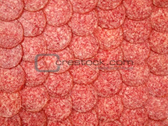Background of sliced sausage