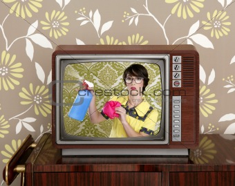 ad tvl retro nerd housewife cleaning chores