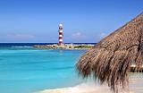 Cancun lighthouse turquoise caribbean beach