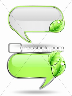 Two banner with green leaf. Vector illustration