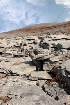 blue grey rocks in hilly rocky burren landscape